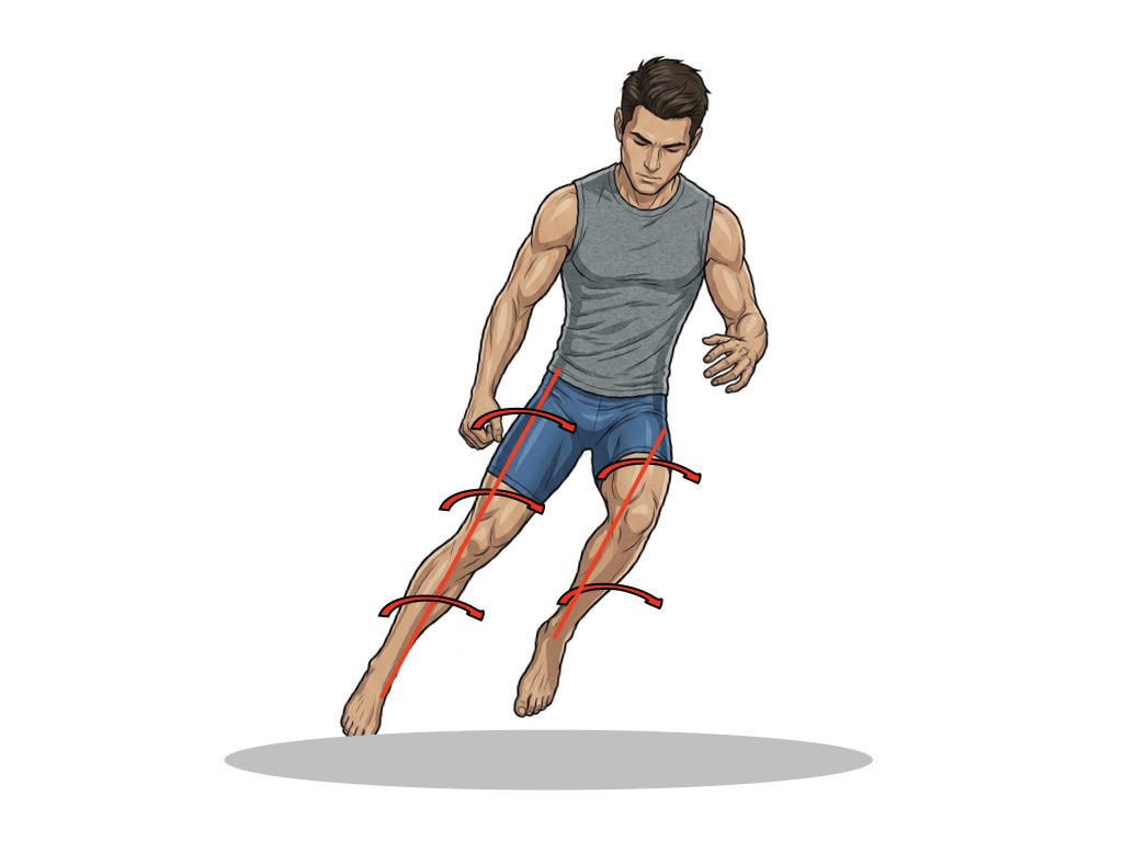 スポーツ動作　切り返しを表す図