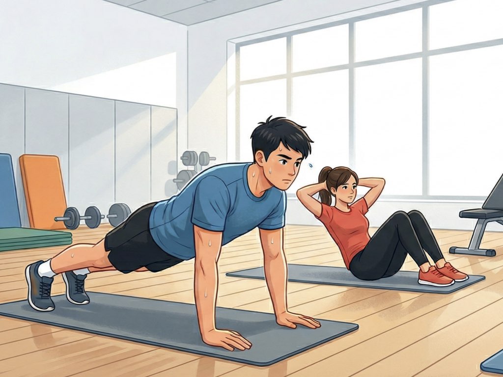 プランク、体幹トレーニングを頑張る選手