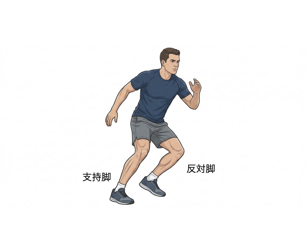 スポーツ動作　切り返しを表す図