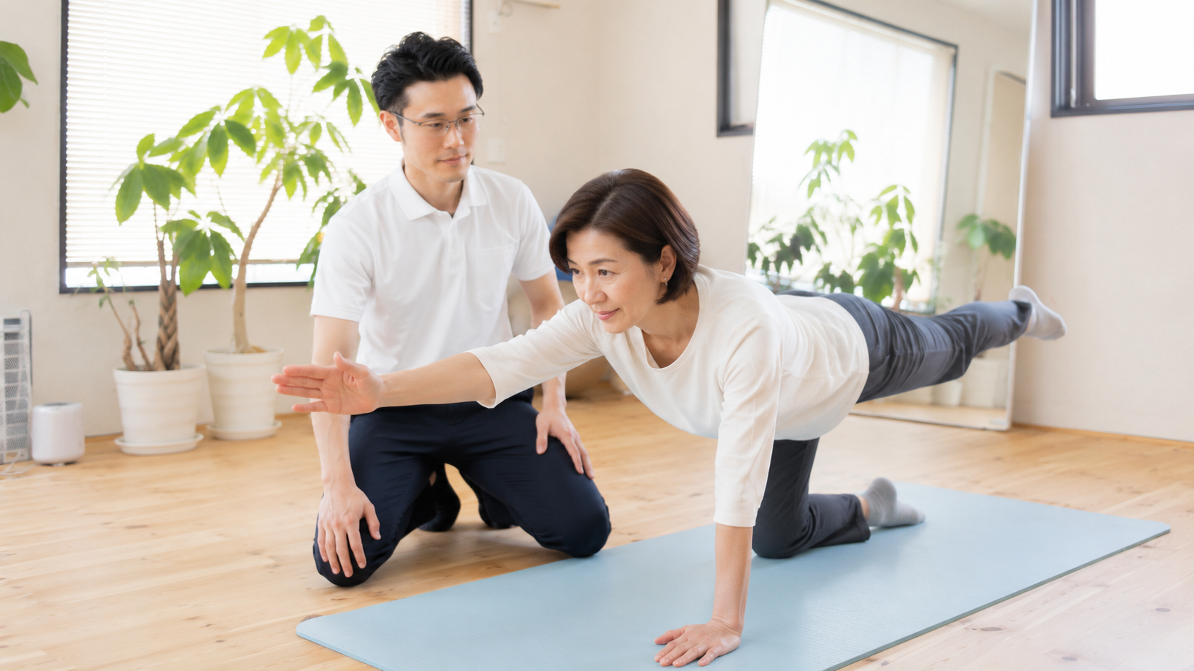 コンフォートで整えた身体を使えるようにパーソナルトレーニングを行っている様子