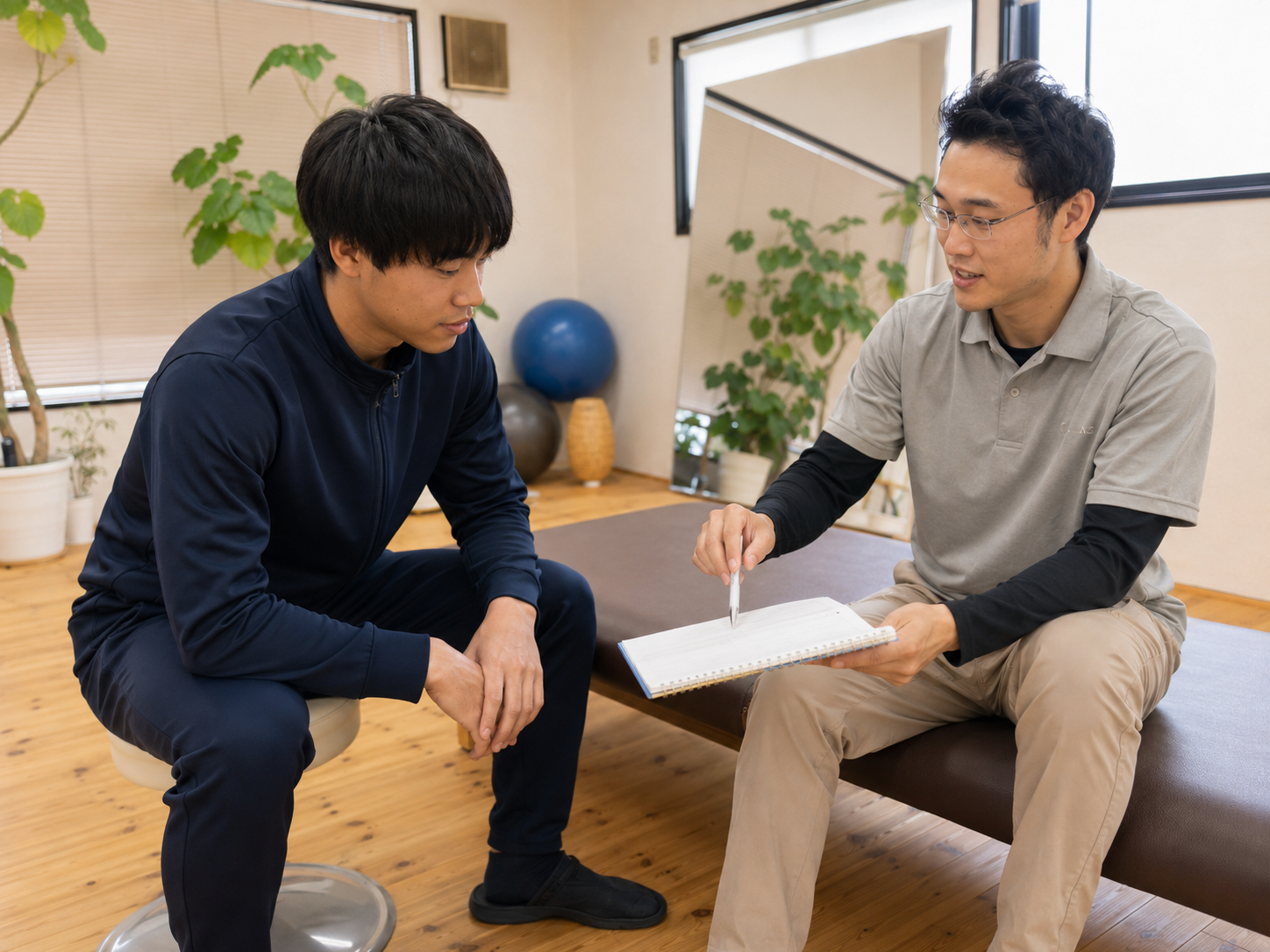 学生アスリートが試合に向けてメンタルトレーニングを行っている様子