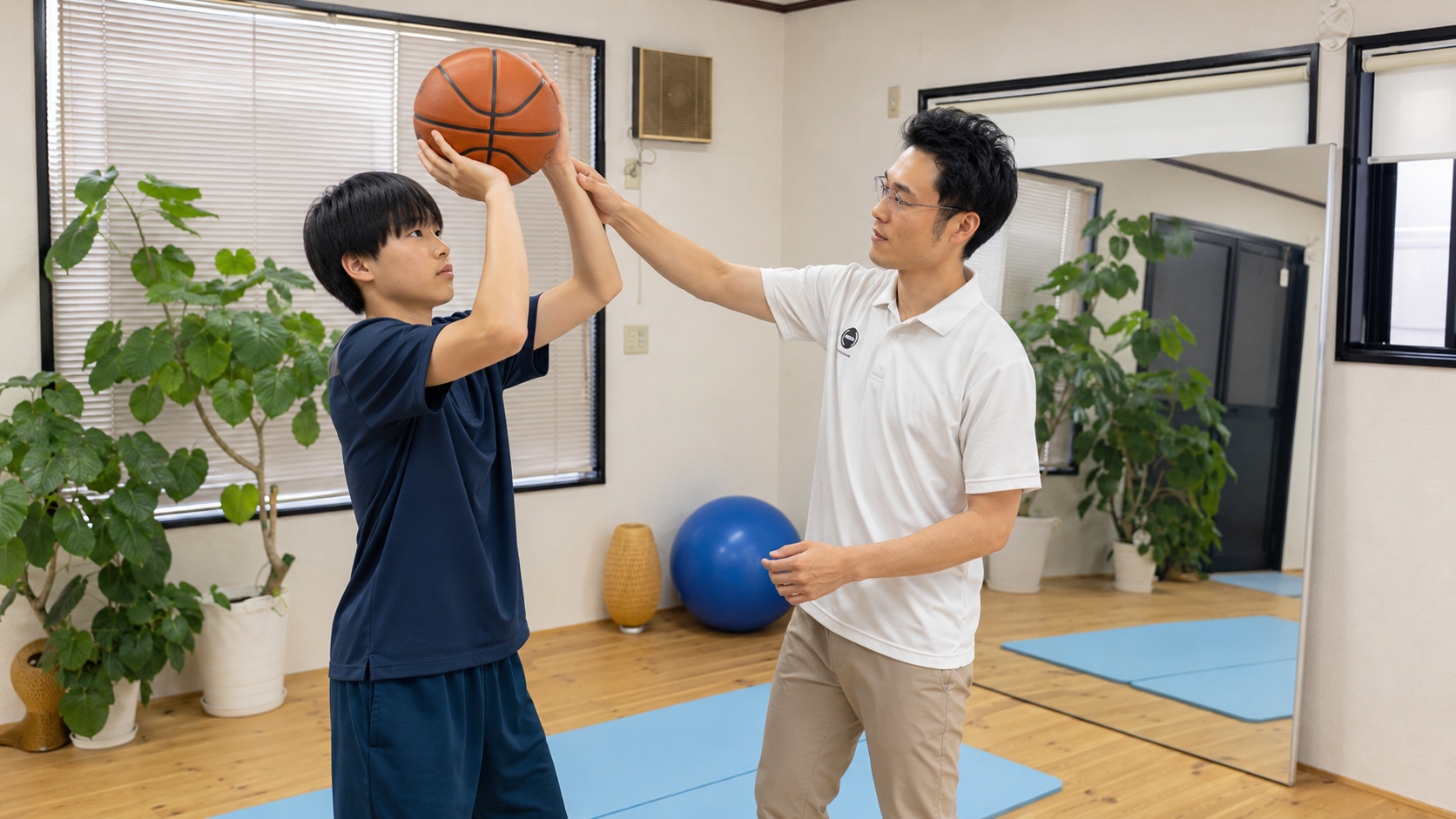 学生アスリートが競技動作に近いトレーニングを行っている様子